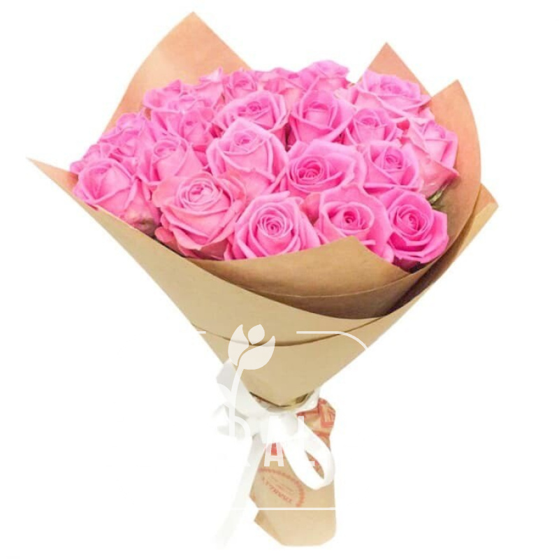 Букет розовых роз «Ревиваль в крафте»