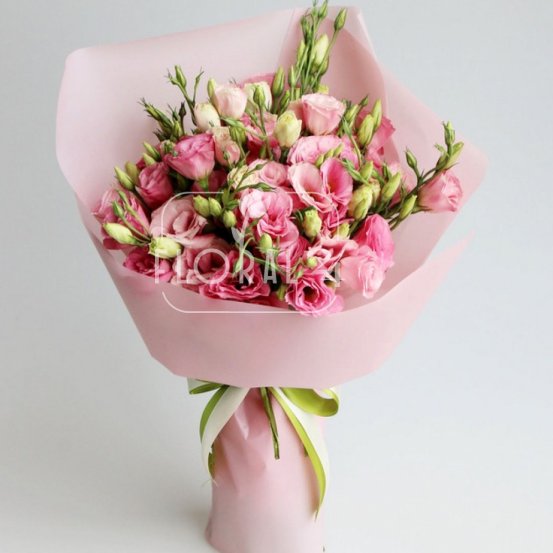 Монобукет «Букет розовых лизиантусов»