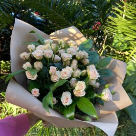 Букет кремовых роз с зеленью от интернет-магазина «Floral24» в Сочи